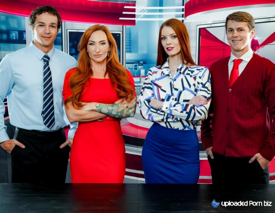 Sophia Locke, Erin Everheart Sex Orgy On The TV-News Channel HD 720p