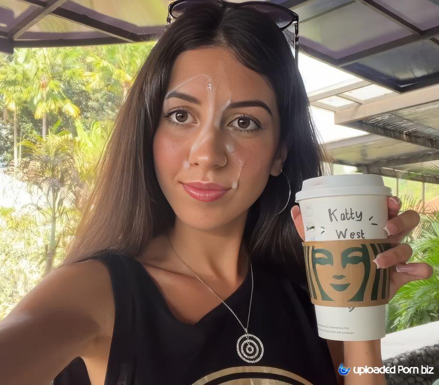 Katty West Girl with Cum on Her Face Goes to Starbucks for Morning Coffee FullHD 1080p